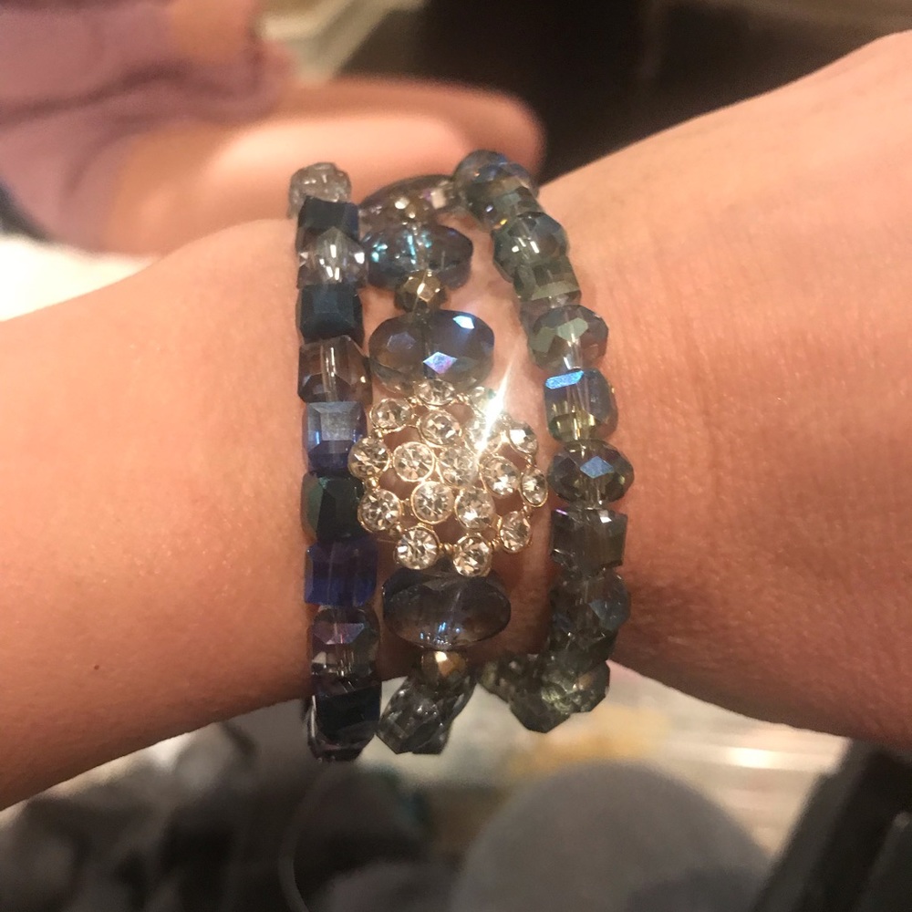 Stackable crystal bracelets